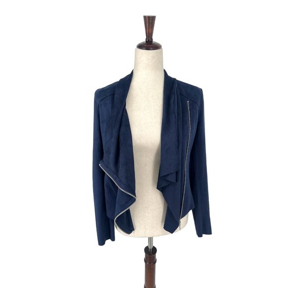 BlankNYC Faux Suede Drape Front Jacket | Extra Small - Picture 3 of 7